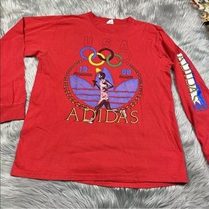 Vintage 1988 Adidas Red Summer Olympics Long Sleeve Shirt USA